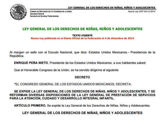 Ley General de los Derechos de Niñas, Niños y Adolescentes