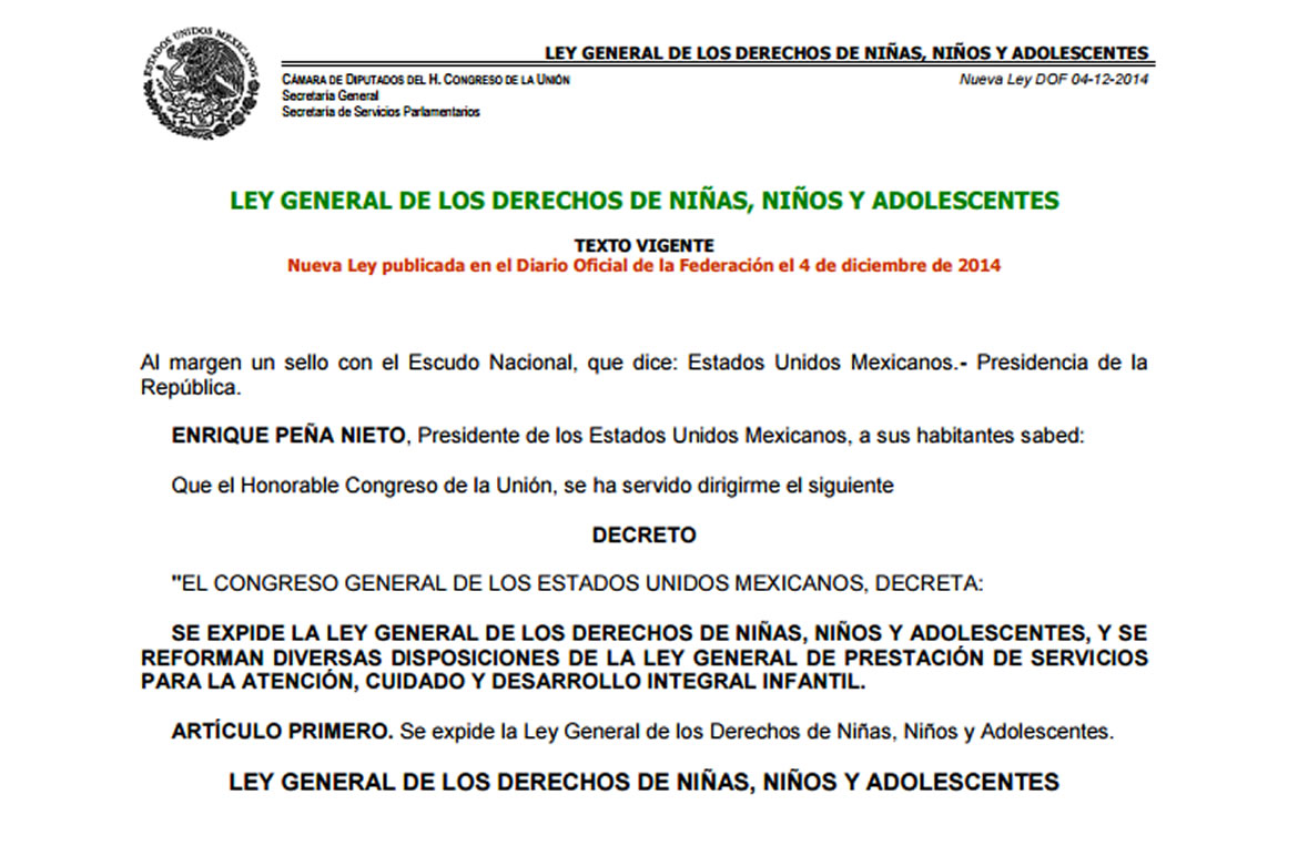 Ley General de los Derechos de Niñas, Niños y Adolescentes