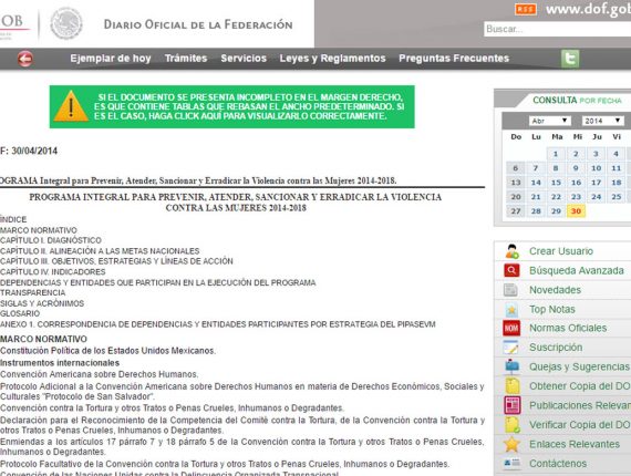 PROGRAMA INTEGRAL PARA PREVENIR, ATENDER, SANCIONAR Y ERRADICAR LA VIOLENCIA CONTRA LAS MUJERES 2014-2018
